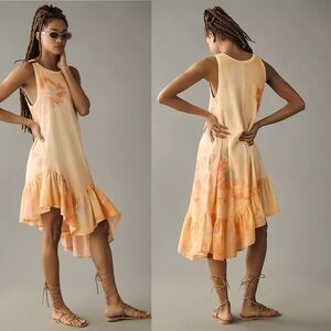 Daily Practice by Anthropologie Printed Asymmetrical Ruffle-Hem Dress